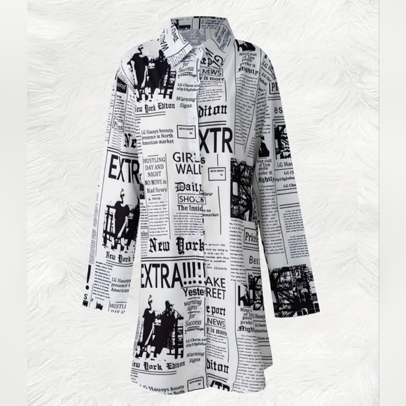 NIP Edgy , Designer, Spill The Tea , News Paper Print Dress - Picture 10 of 14